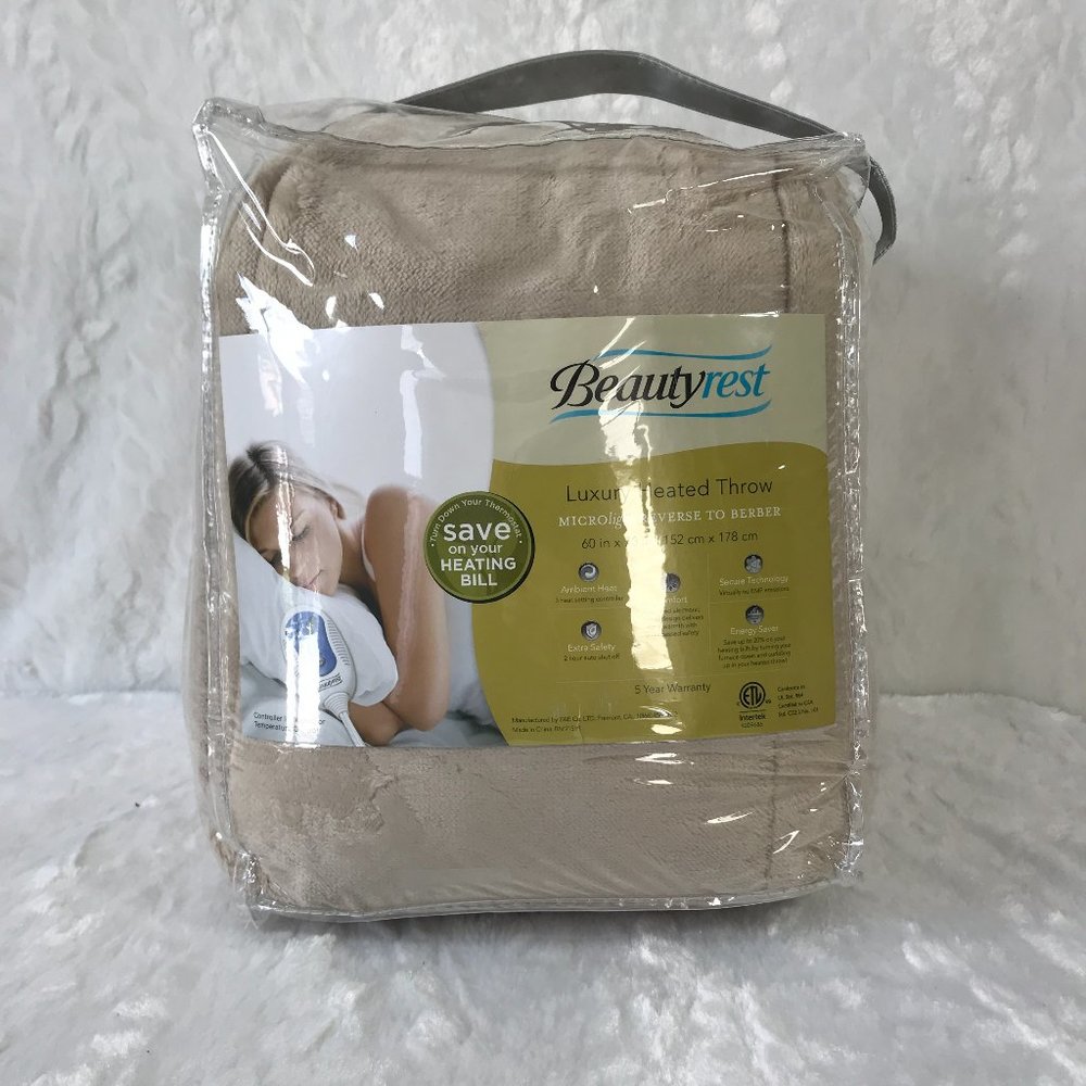 Beautyrest Electric Blanket 60" x 70" Luxury Plush knitted Throw, Vanilla New